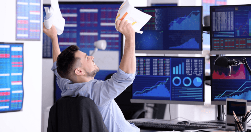 comerciante de forex feliz
