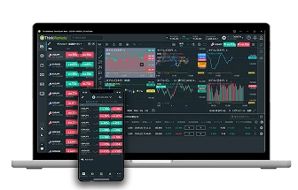 TradingViewの取引画面がパソコンとスマホで表示されている様子