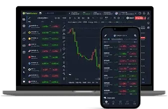 TradingViewの取引画面がパソコンとスマホで表示されている様子